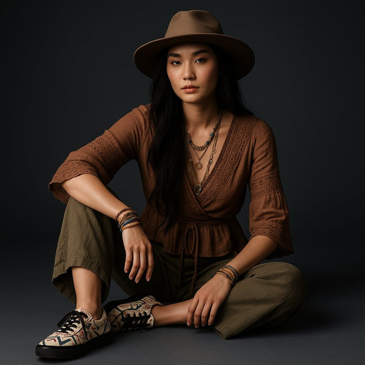 Fashionable lace-up shoes for women featuring unique patterns and a comfortable design for casual wear