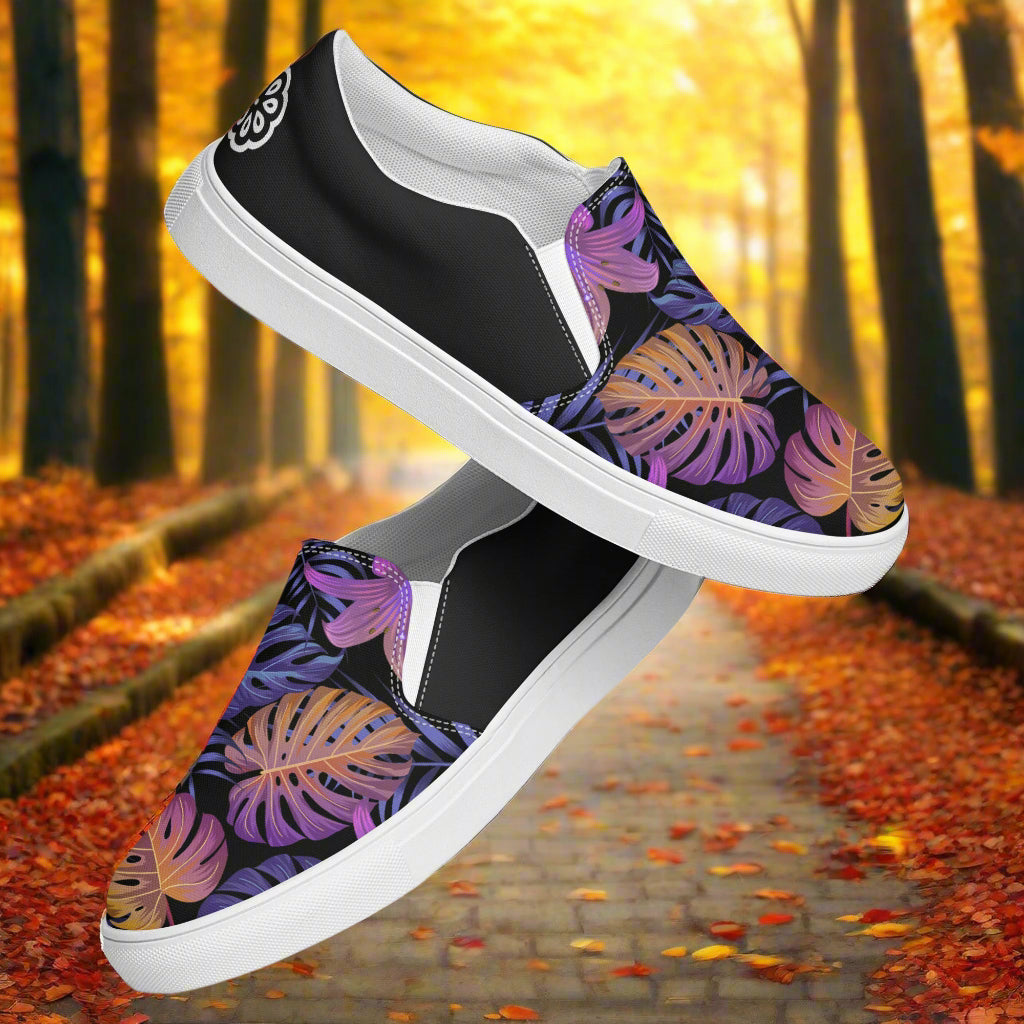 Balidor Halftone Slip-on Canvas Shoes with Colorful Leaf Print for Stylish Comfort