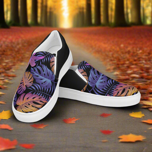 Balidor Halftone Slip-on Canvas Shoes with Colorful Leaf Pattern for Stylish Comfort