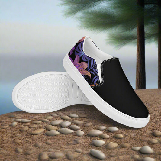 Balidor Two Tone Slip-on Canvas Shoes featuring a floral design and comfortable fit for casual wear