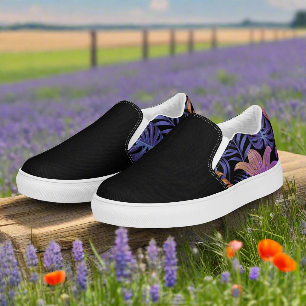 Balidor Two Tone Slip-on Canvas Shoes featuring stylish floral design with a comfortable fit