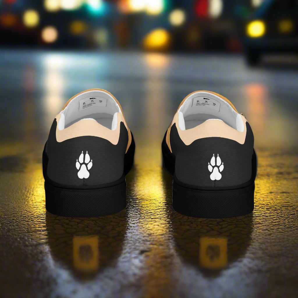 Beige Two Tone Slip On Shoes with a stylish black and beige design suitable for casual wear