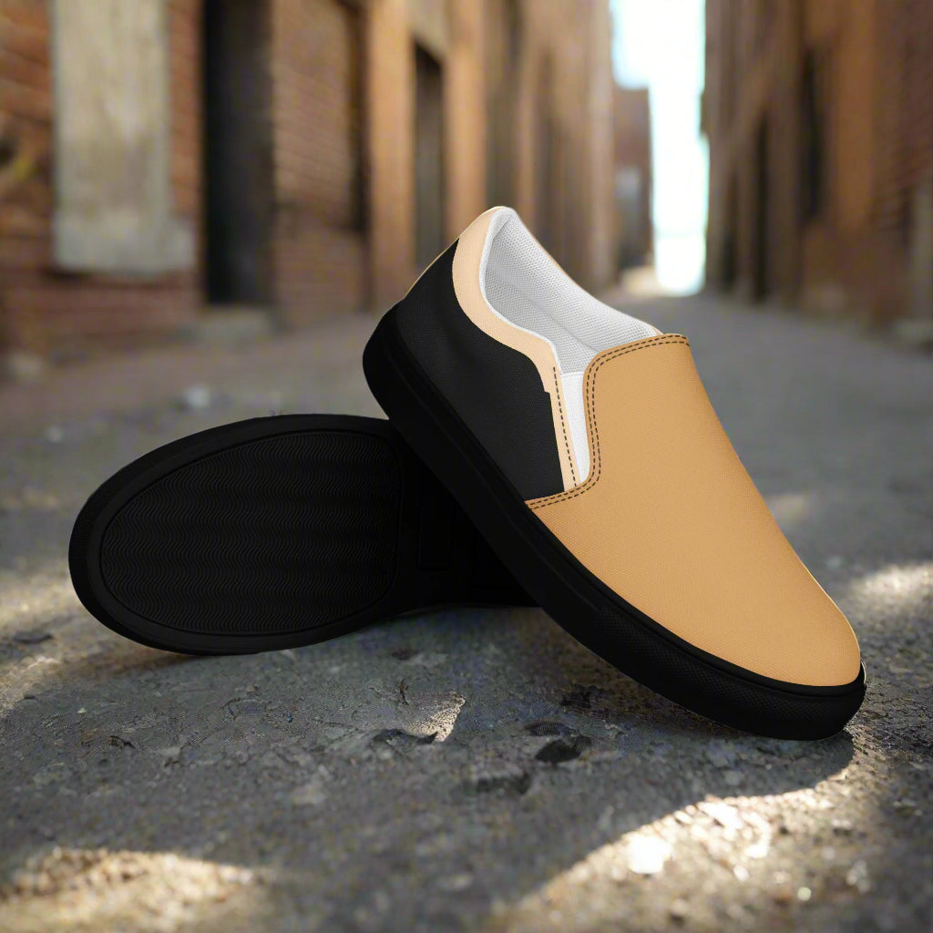 Beige Two Tone Slip On Shoes with a Stylish Design for Comfortable Everyday Wear