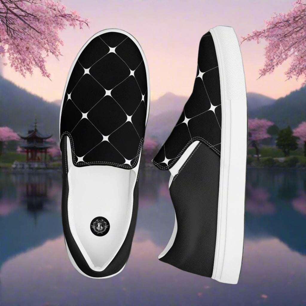 Black Diamond Halftone Slip-on Canvas Shoes for Comfortable and Stylish Everyday Wear