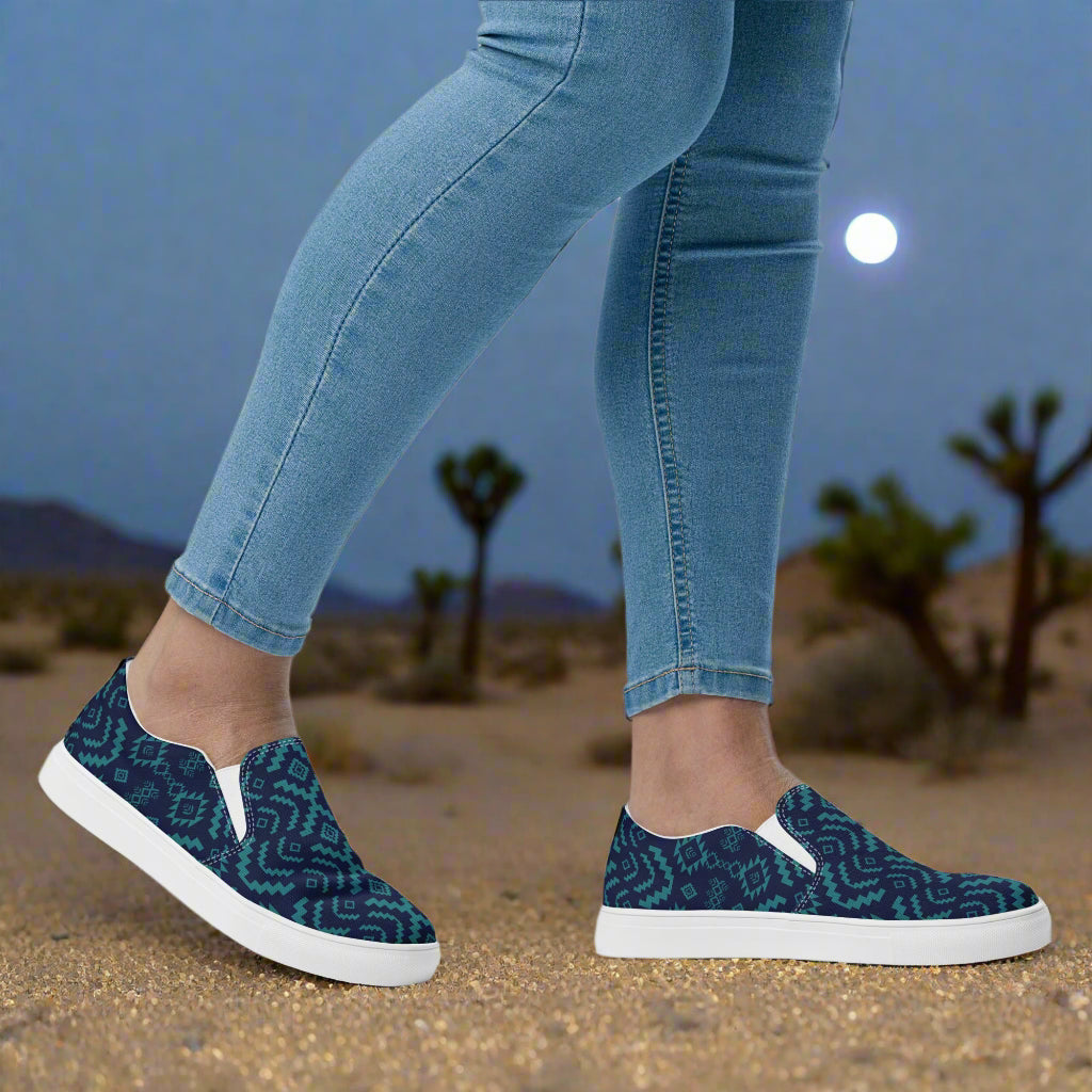 BlueRock Slip-on Canvas Shoes featuring a stylish pattern, perfect for casual outings and comfortable wear