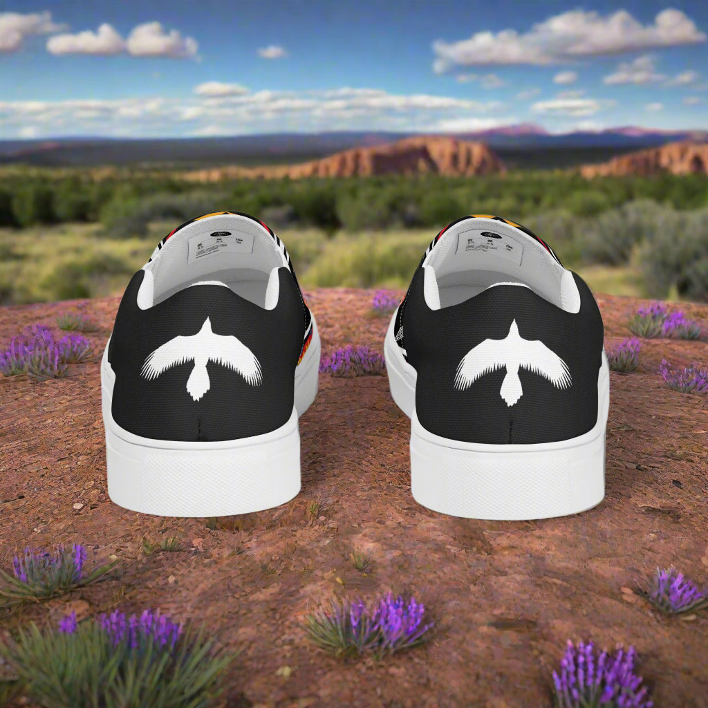 WildSage Market Slip-on Canvas Shoes Condios Halftone with unique design on a scenic background