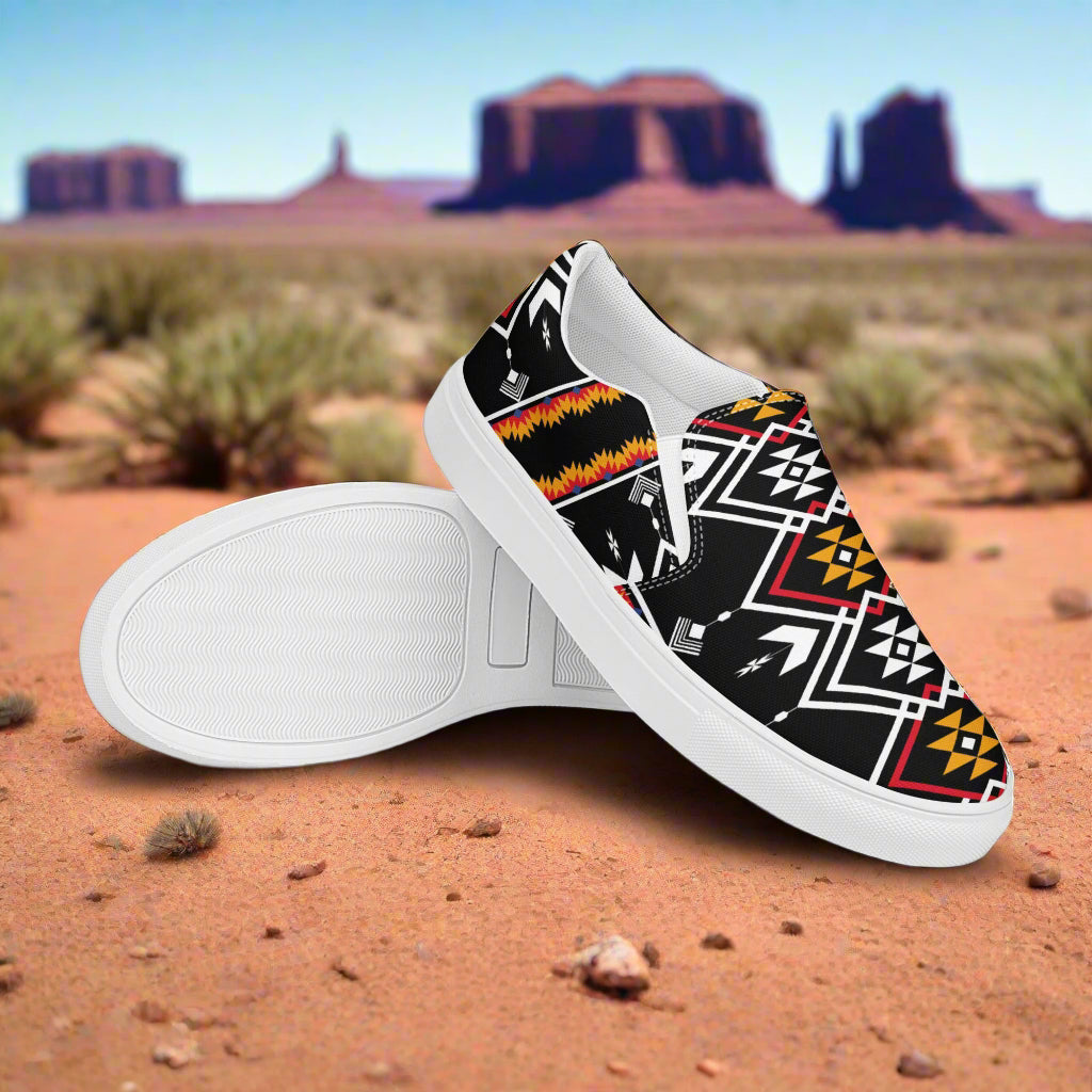 Condios Southwest Print Slip-on Canvas Shoes with vibrant geometric patterns for stylish comfort