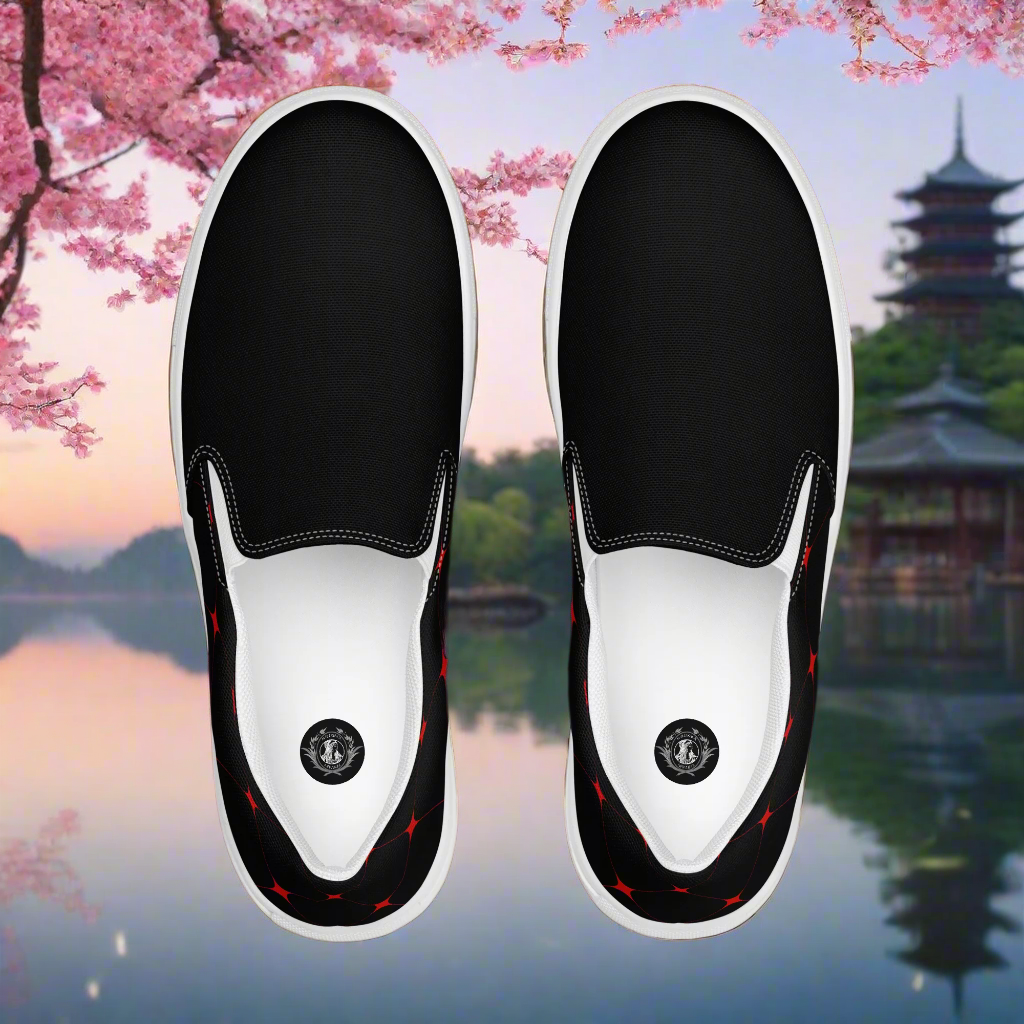 Crimson Diamond Two Tone Slip-on Canvas Shoes featuring a stylish black design perfect for casual wear
