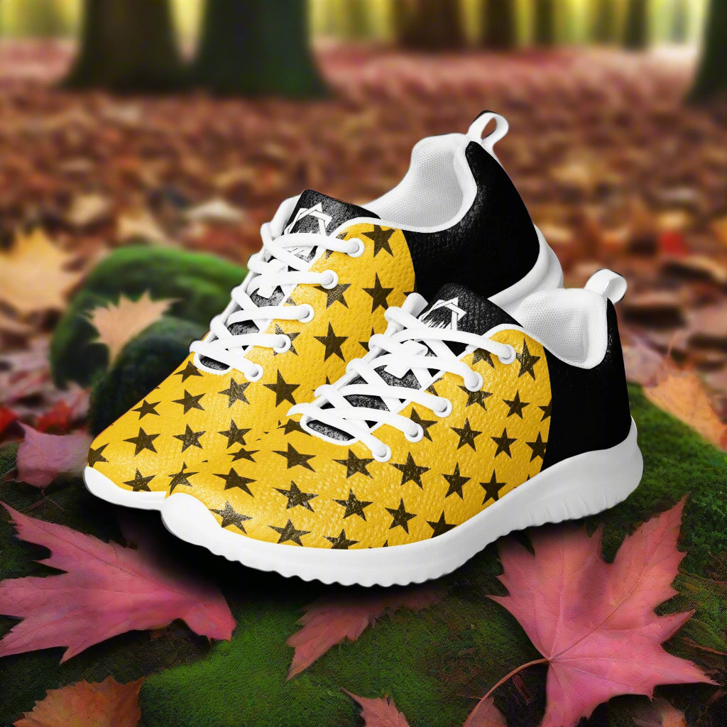 WildSage Market women athletic shoes yellow star pattern with white sole and laces Custom Athletic Shoes