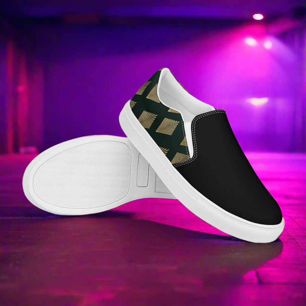 Deco Diamond Two Tone Slip-on Canvas Shoes with Stylish Design and Comfortable Fit