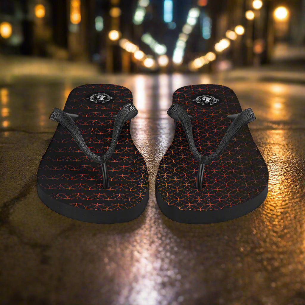 WildSage Market distinctive summer footwear flip flops with stylish black and red geometric pattern