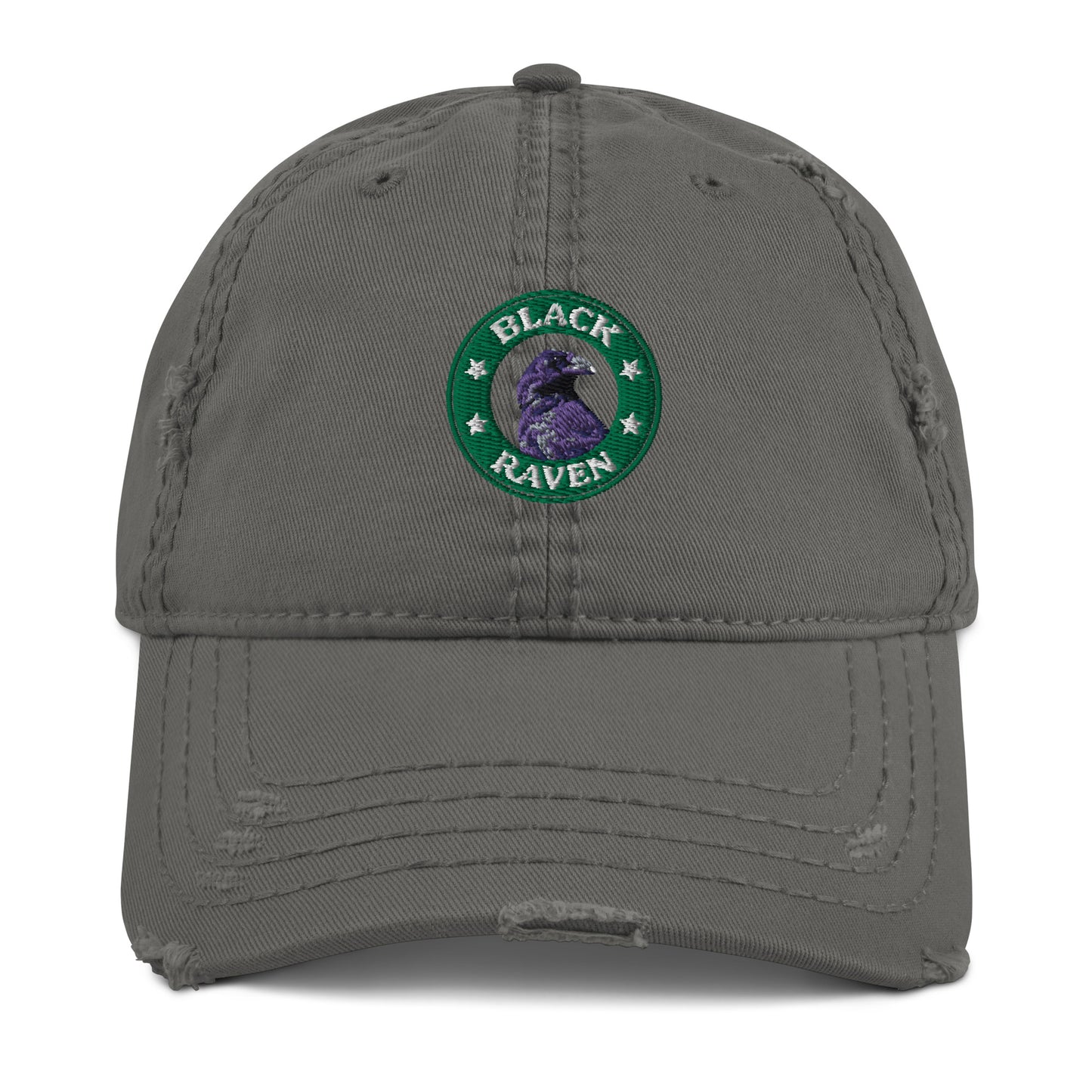 WildSage Market Distressed Hat Black Raven Logo with Vintage Style and Comfortable Fit