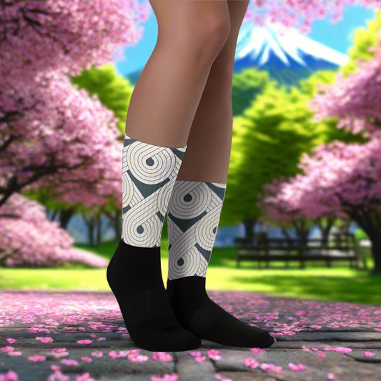 Dream Cloud Unisex Black Bottom Socks featuring a stylish circular design for comfort and flair
