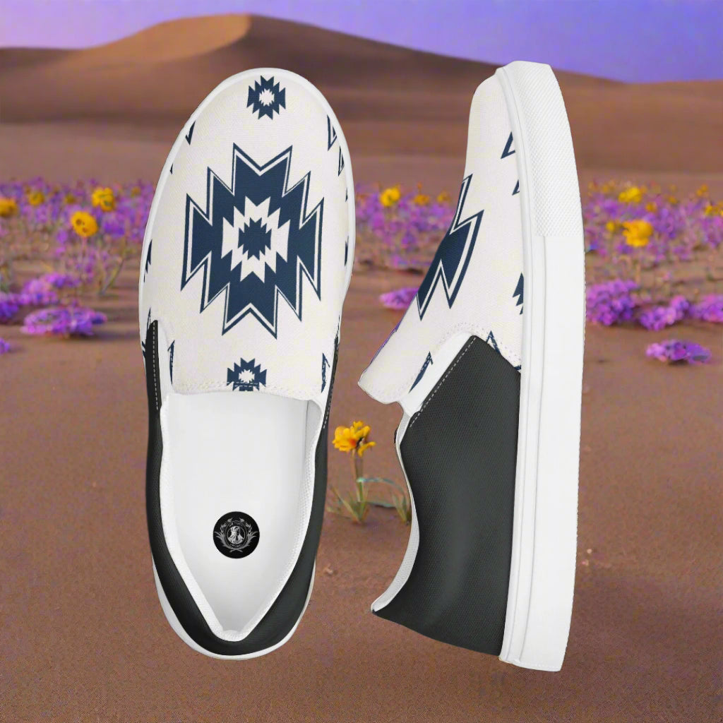Genao Halftone Southwest Print Slip-on Canvas Shoes with unique tribal design and comfortable fit