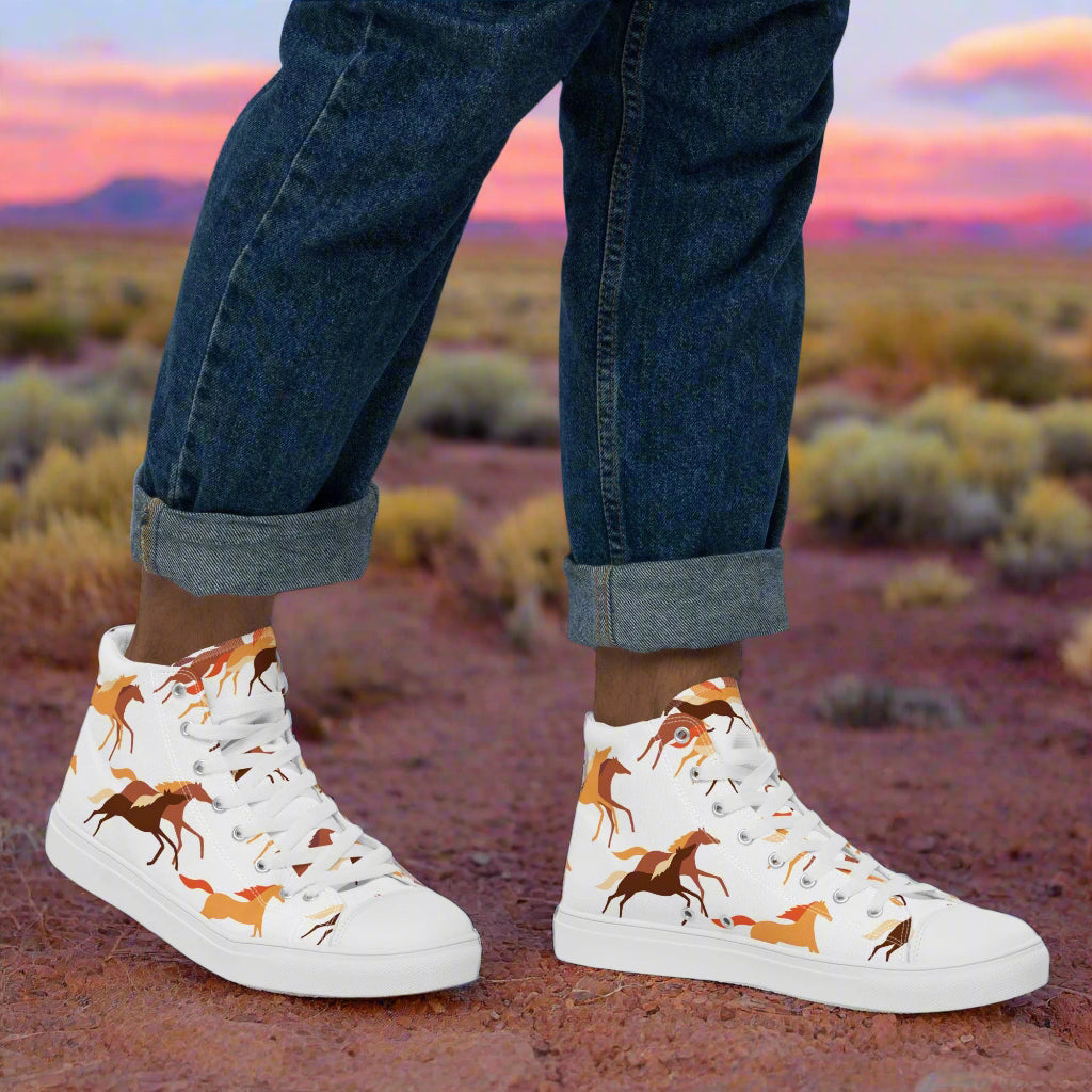 WildSage High Top Canvas Shoes featuring a playful horse pattern ideal for casual outings