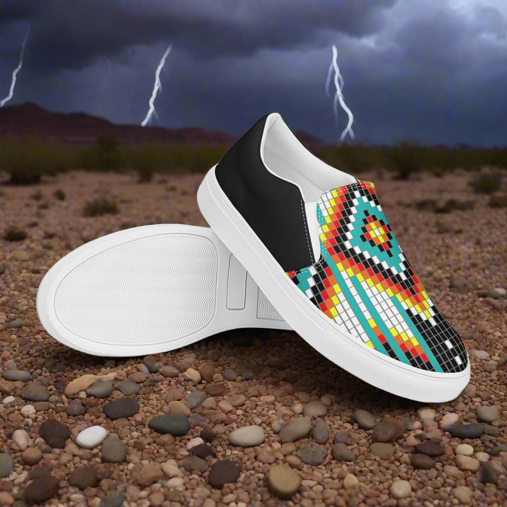 Slip-on Canvas Shoes Hotai Halftone with Colorful Pattern on Desert Landscape Background