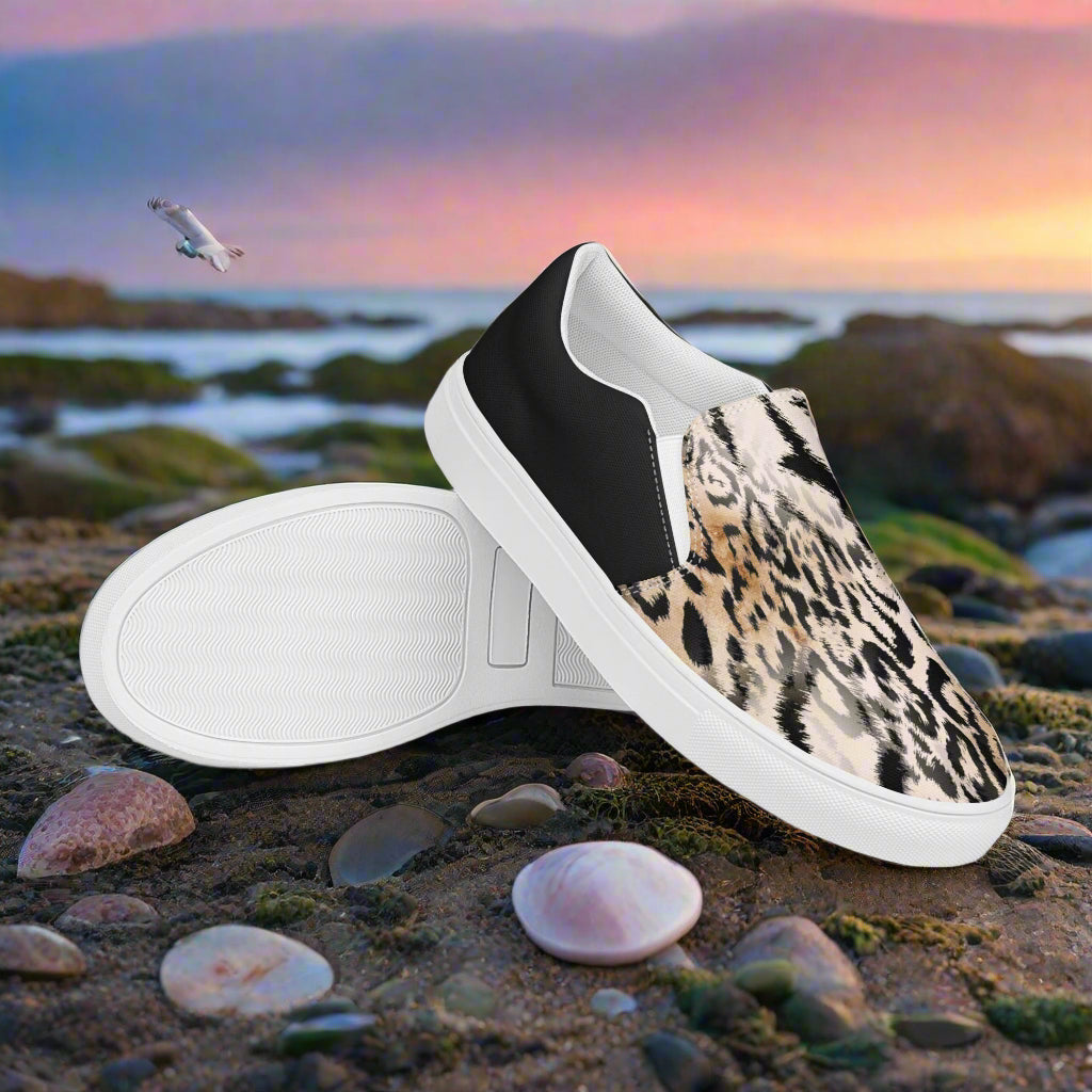 WildSage Market Leopard Halftone Slip-on Canvas Shoes with a stylish design for casual wear