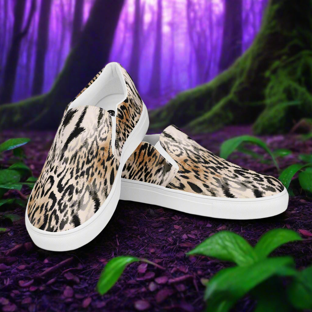 Leopard Print Slip-on Canvas Shoes by WildSage Market featuring trendy design for casual outings