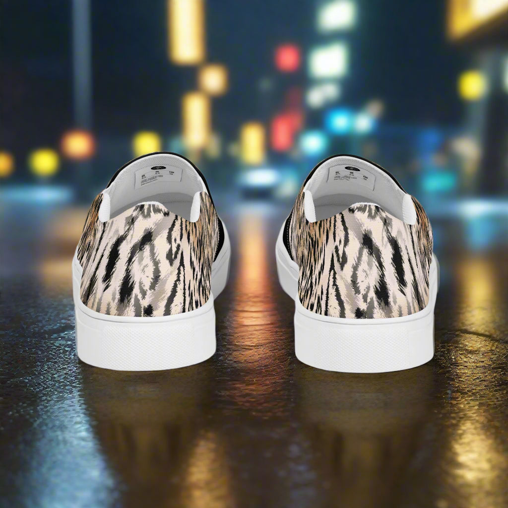 Leopard Two Tone Slip-on Canvas Shoes with trendy design for stylish casual wear.