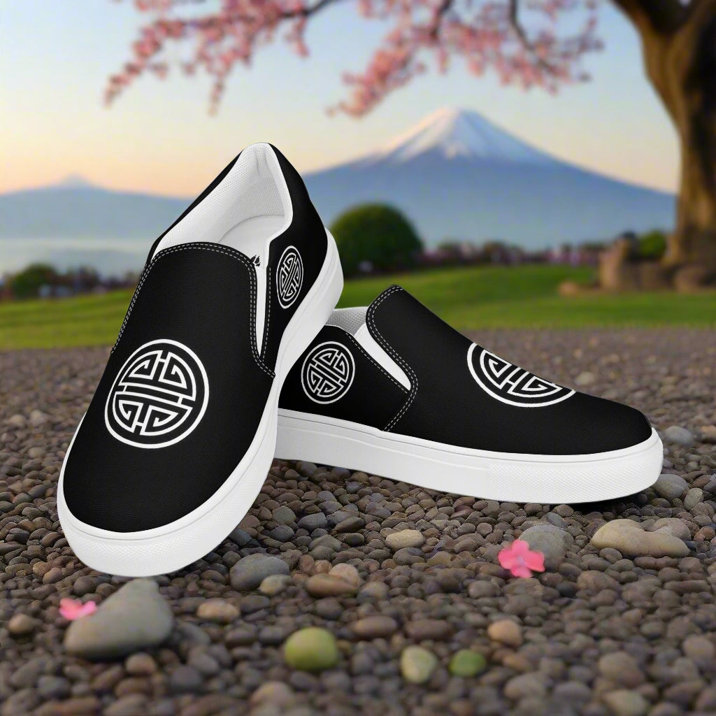 Longevity Black Slip-on Canvas Shoes with Stylish Design for Comfortable Everyday Wear