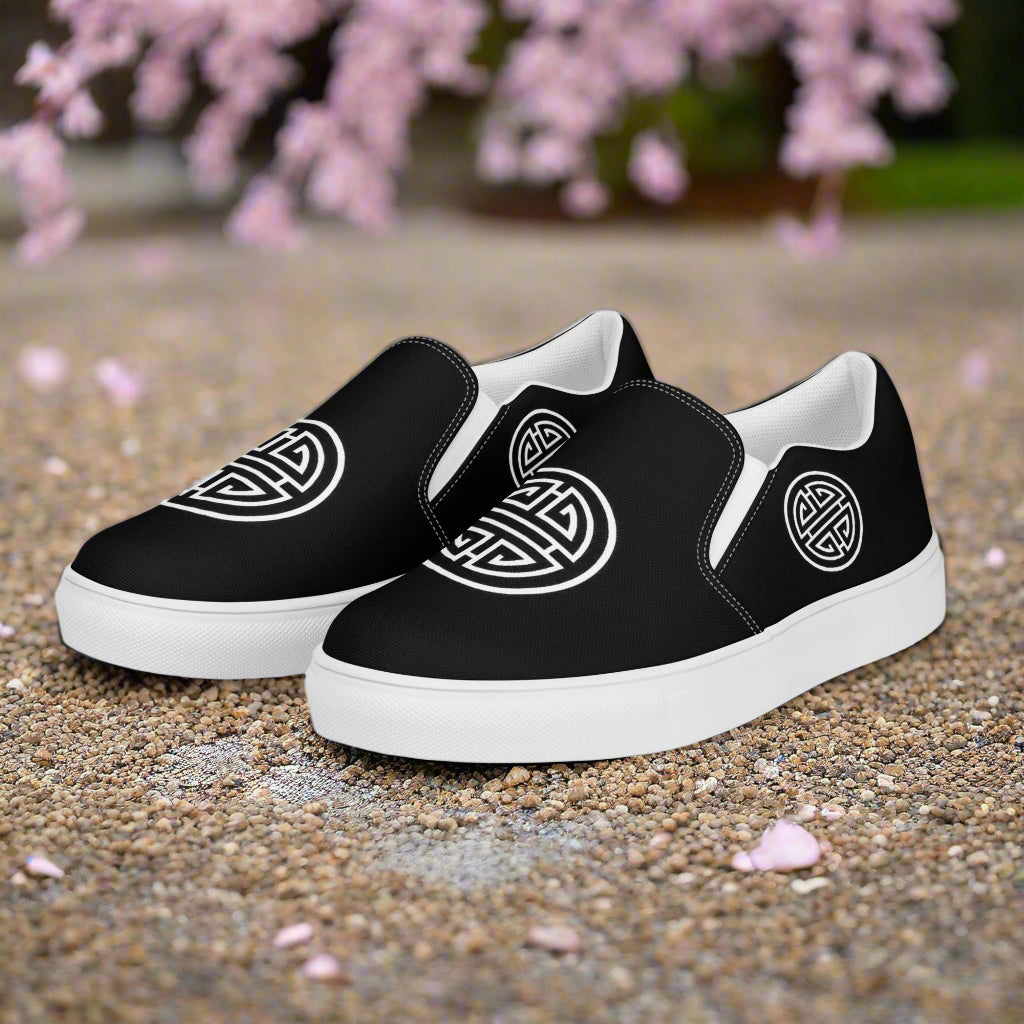 WildSage Longevity Black Slip-on Canvas Shoes featuring a stylish design and comfortable fit