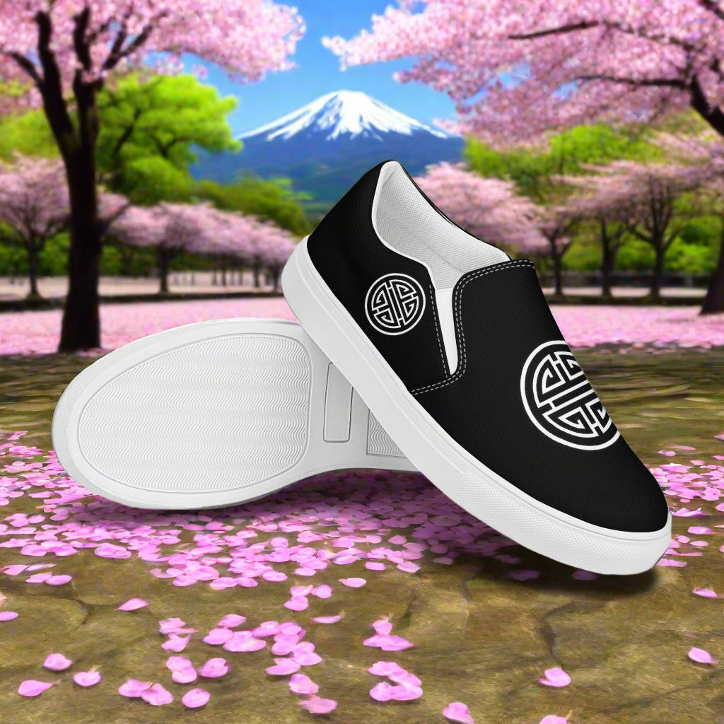 Longevity Black Slip-on Canvas Shoes with Stylish Design and Comfortable Fit for Everyday Wear