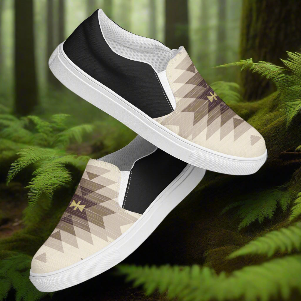 WildSage Market mens slip-on canvas shoes featuring a stylish geometric design for everyday wear