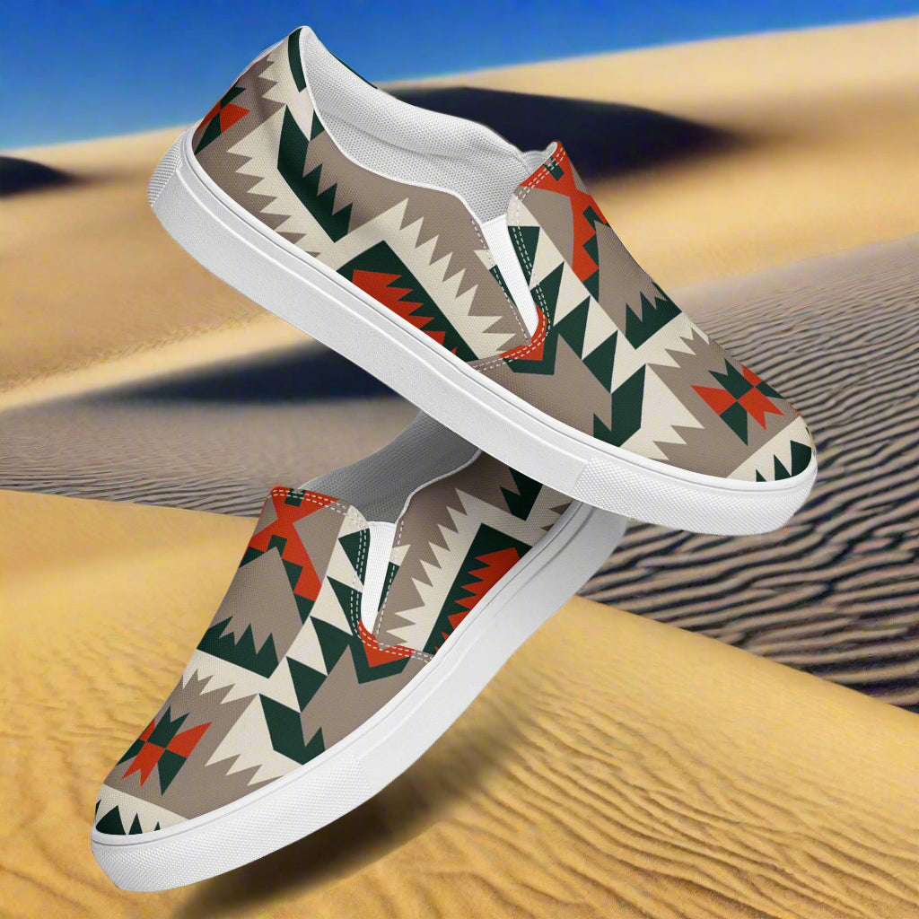 WildSage Market mens southwest slip-on canvas shoes Big Mesa with geometric desert patterns