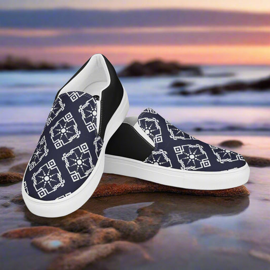 Moroccan Sun Halftone Slip-on Canvas Shoes with Unique Design for Stylish Footwear