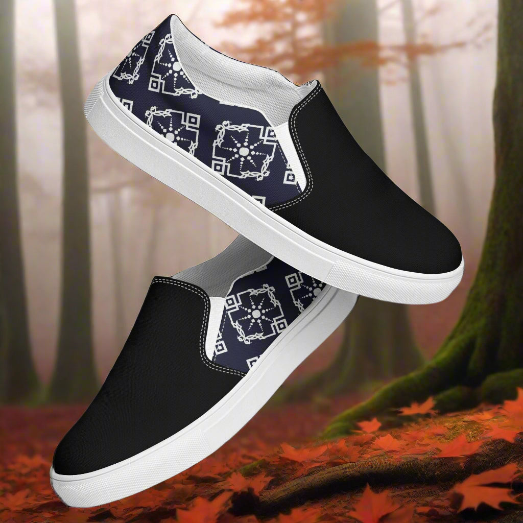 Moroccan Sun Two Tone Slip-on Canvas Shoes with Stylish Black and White Design for Comfortable Wear