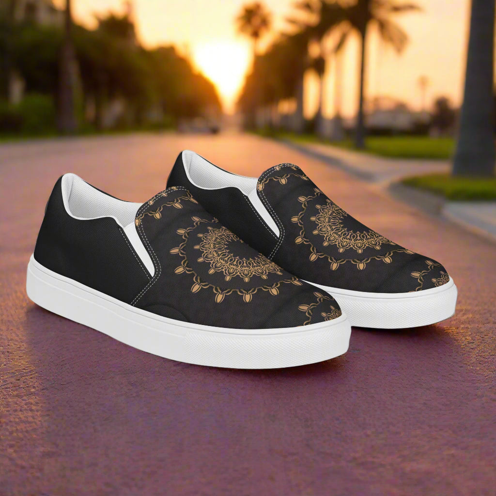 Morocco Halftone Slip-on Canvas Shoes with intricate design perfect for casual outings