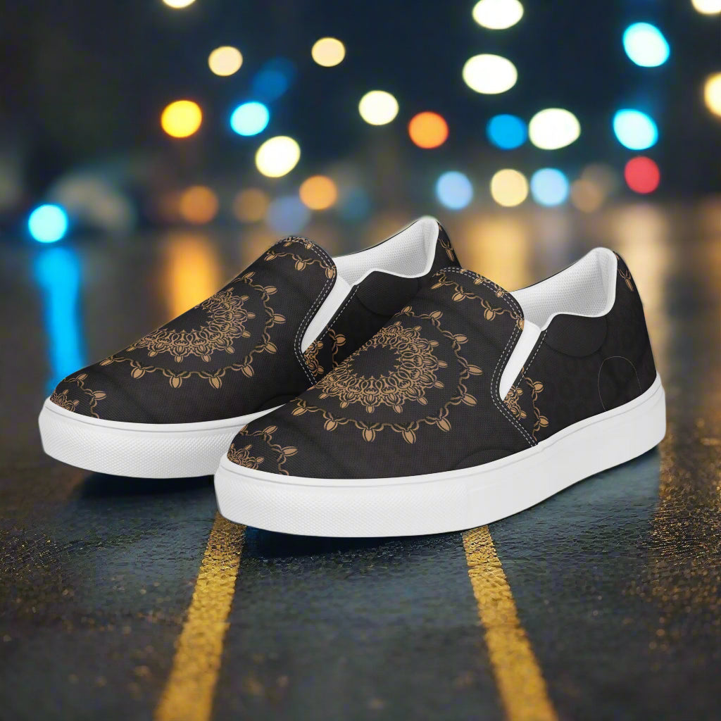 Morocco Slip-on Canvas Shoes featuring intricate mandala design for stylish and comfortable wear
