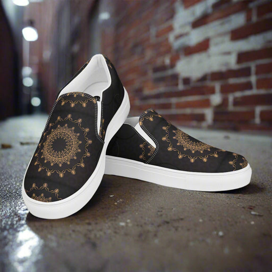 Morocco Slip-on Canvas Shoes with Elegant Mandala Design and Comfortable Fit
