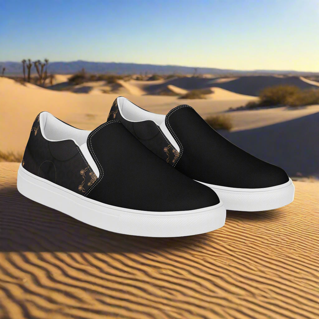 Morocco Two Tone Slip-on Canvas Shoes in Black and White for Casual Comfort and Style
