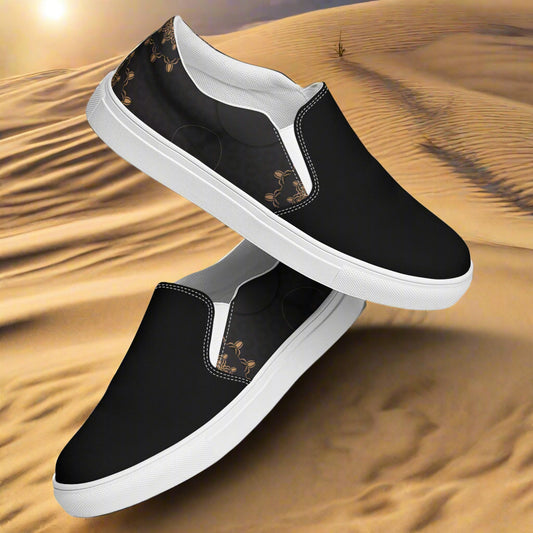 Morocco Two Tone Slip-on Canvas Shoes featuring a stylish black design for comfortable wear