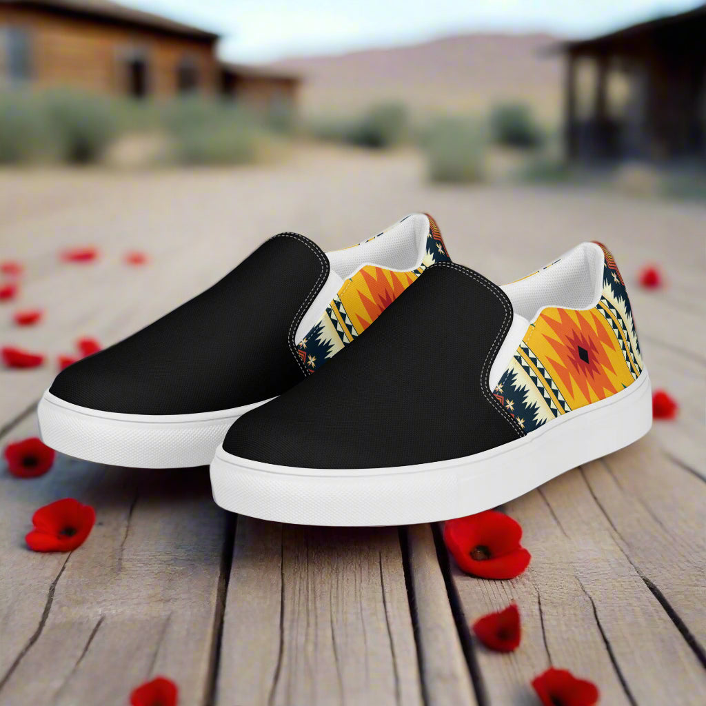 Slip-on Canvas Shoes Nakai Two Tone with bold floral design for comfortable casual wear