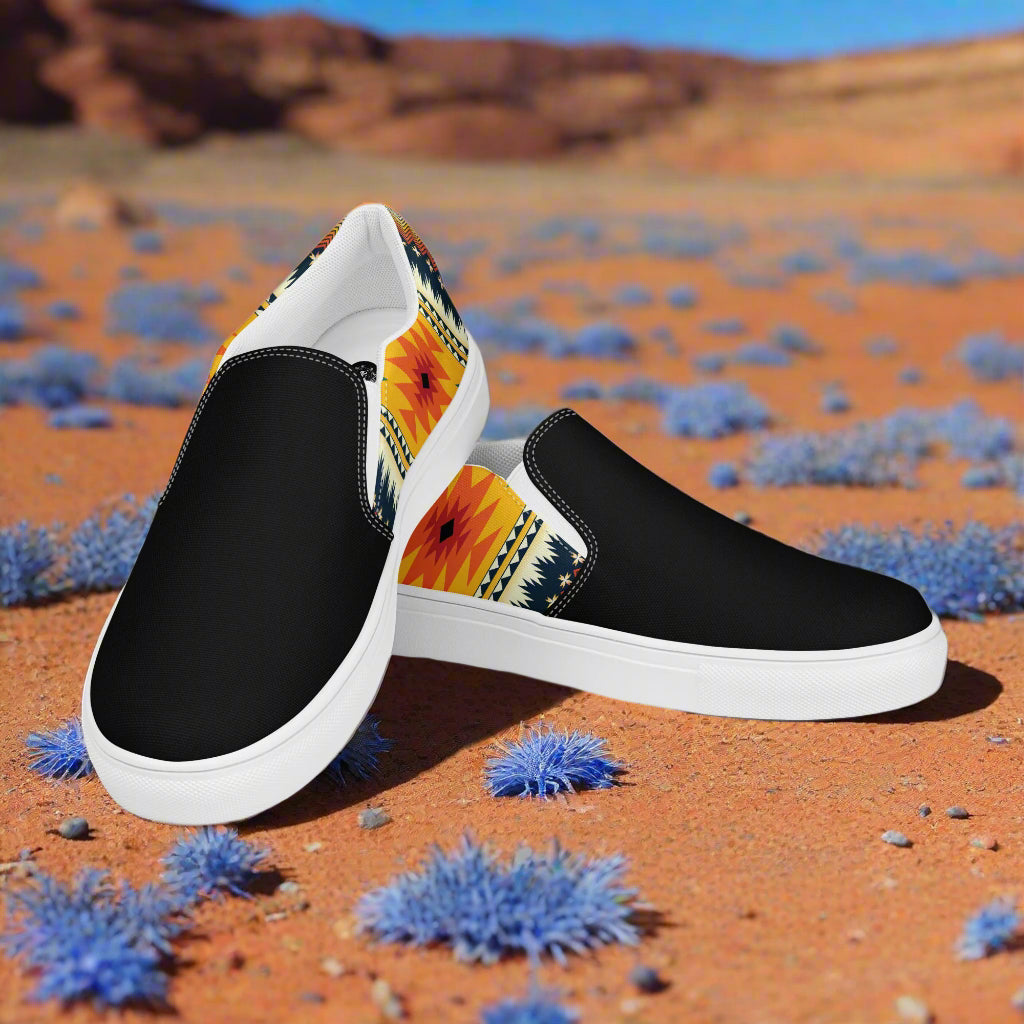 Slip-on Canvas Shoes Nakai Two Tone with a stylish black and patterned design for casual wear