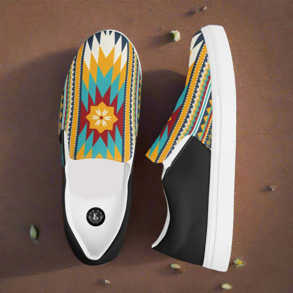 Colorful Slip-on Canvas Shoes Nakona Halftone with bold Southwest patterns for stylish casual wear