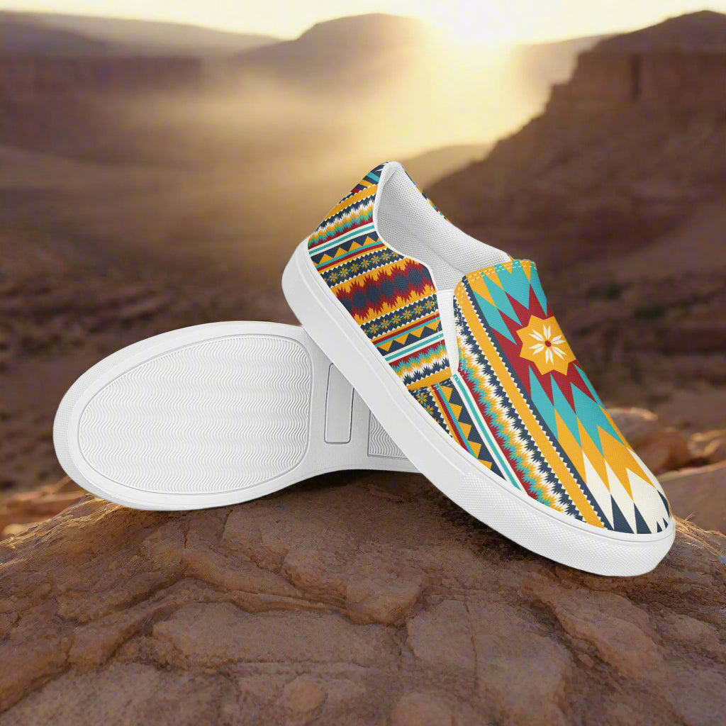 Nakona Southwest Print Slip-on Canvas Shoes with Vibrant Tribal Patterns and a Comfortable Design