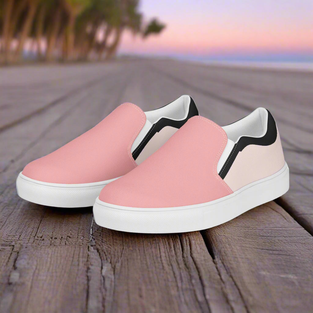 Pink Two Tone Slip-On Canvas Shoes by WildSage Market with a stylish design for casual outings