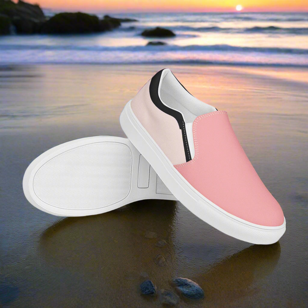 Pink Two Tone Slip-On Canvas Shoes by WildSage Market, perfect for casual outings and easy to wear