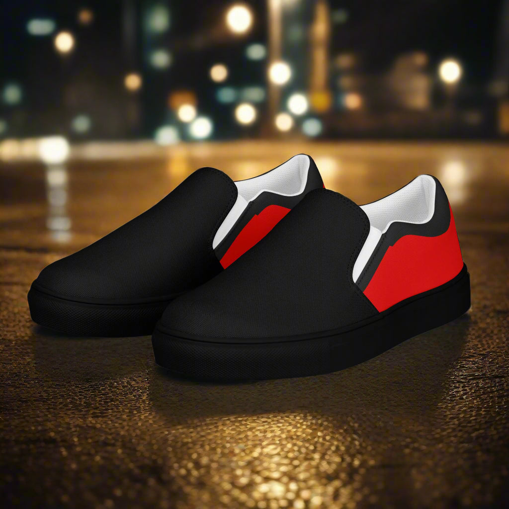 WildSage Market red black toe slip-ons two tone with sleek design for casual wear