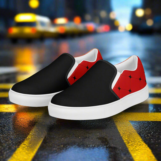 Red Diamond Two Tone Slip-on Canvas Shoes featuring a stylish design for casual wear