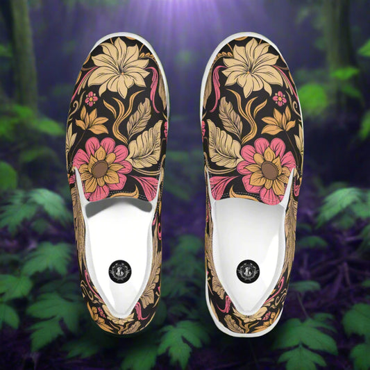 Retro Flower Slip-on Canvas Shoes with Vibrant Floral Pattern for Casual Wear
