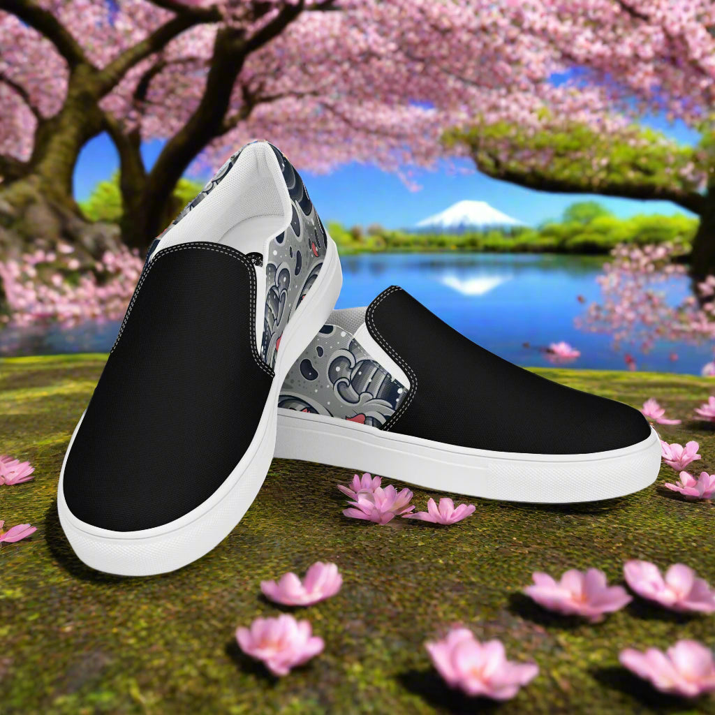 Sea Storm Two Tone Slip-on Canvas Shoes with Black and Gray Design for Casual Wear