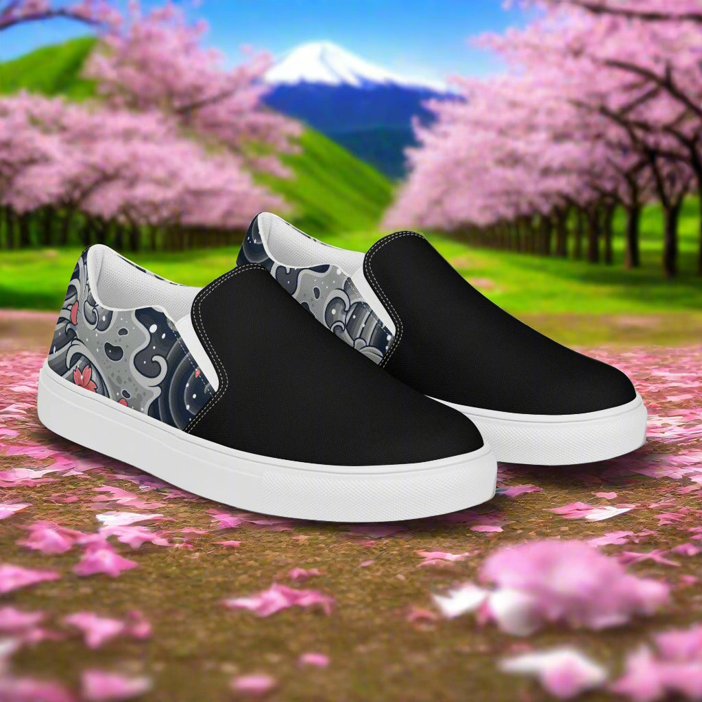 Sea Storm Two Tone Slip-on Canvas Shoes with Black and Colorful Design, Ideal for Casual Wear