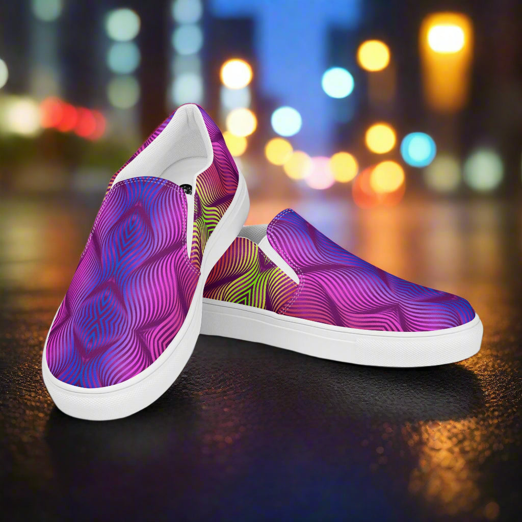 Stylish Skater Purple Slip-on Canvas Shoes with Vibrant Design for Comfortable Everyday Wear