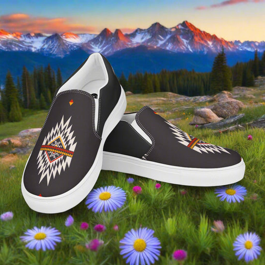 Stylish Slip-on Canvas Shoes Azteca Halftone featuring a vibrant geometric design perfect for casual outings.