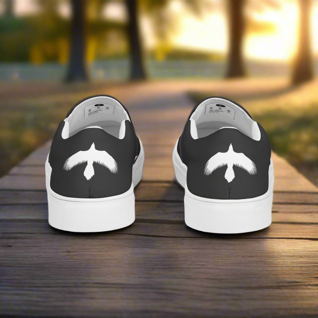WildSage Market Slip-on Canvas Shoes Azteca Halftone with Unique Mustache Design on Back