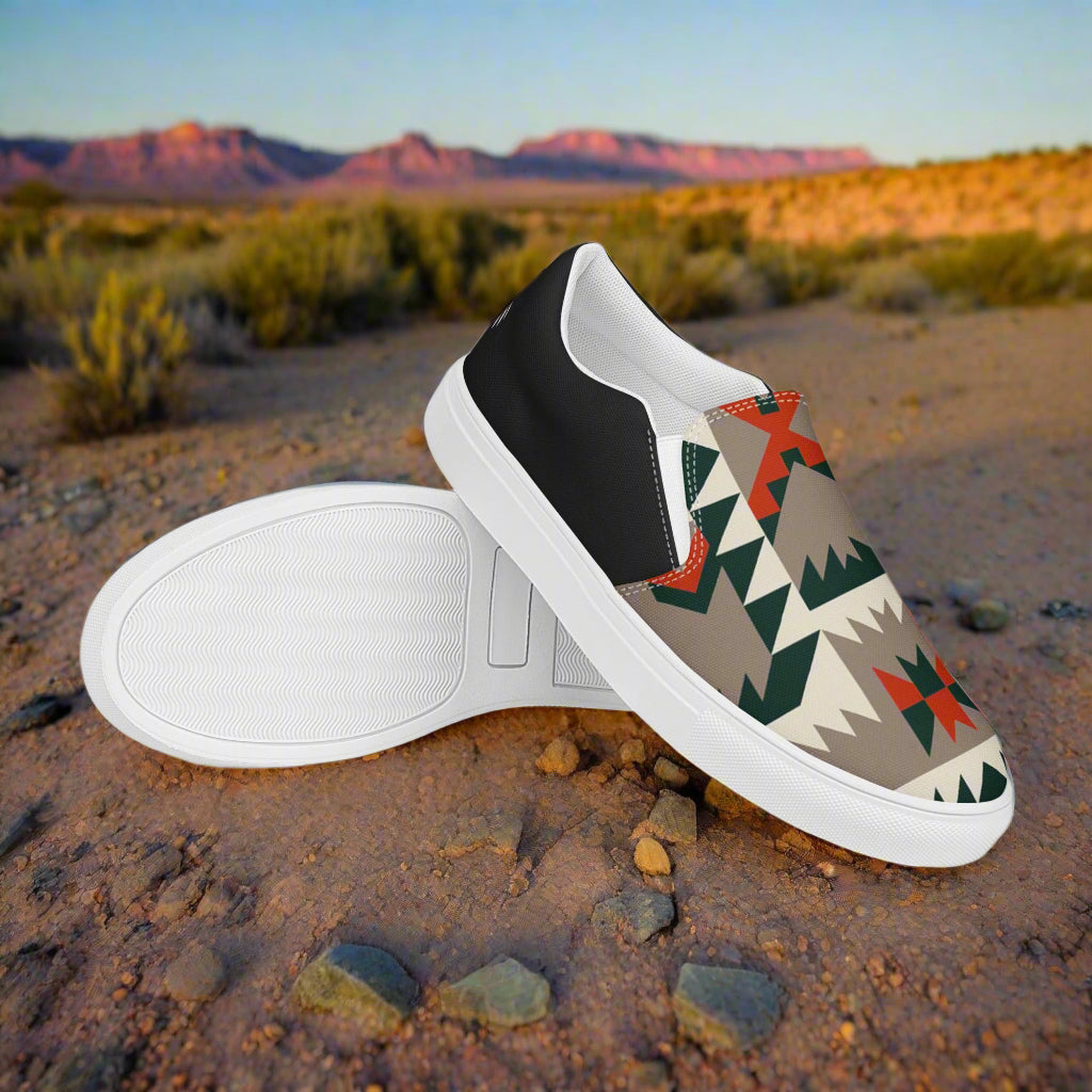 WildSage Market Slip-on Canvas Shoes Big Mesa Halftone featuring a stylish geometric design